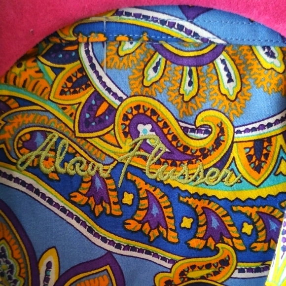 Alan Flusser Long Sleeve Casual Button Down Cotten Shirt Size Large Boho Retro - Picture 9 of 12